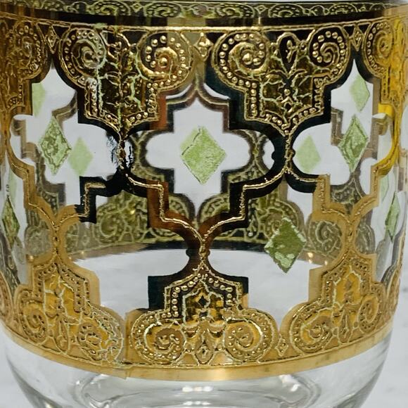 CULVER Valencia 22K Gold Footed Double Old Fashioned Glass Set 8 Vintage MCM EUC - Picture 6 of 10